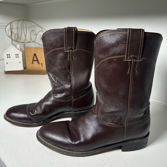 Justin Boots Shoes - Justin Roper Boots Women’s 8B Brown Leather Western Cowboy Boots USA Made